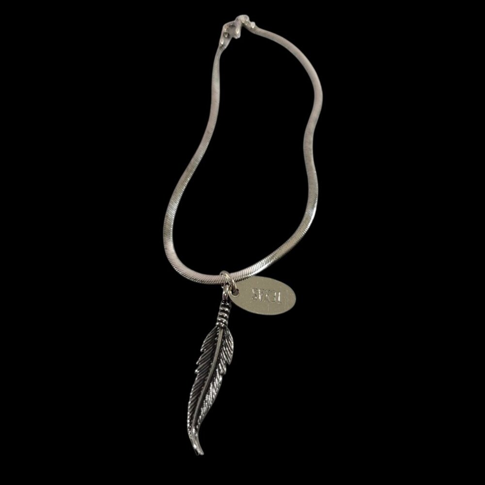 925 Sterling Silver Herringbone Bracelet Charms Texas Feather Spring Ring Italy